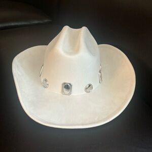 Chic White Cowboy Hat with Silver Details